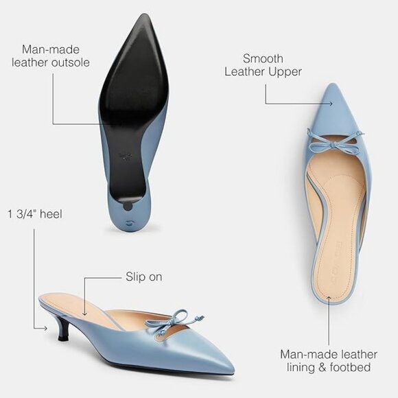 Coach Runway Mule Ballet Flat Women's Size 8.5 Blue Sweet Bow Slip on - Picture 3 of 4